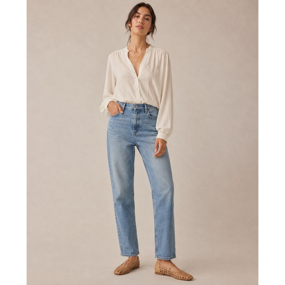 Abercrombie & Fitch Ankle Straight Ultra‎ High Rise Jeans Women Sz 33 Light Wash
